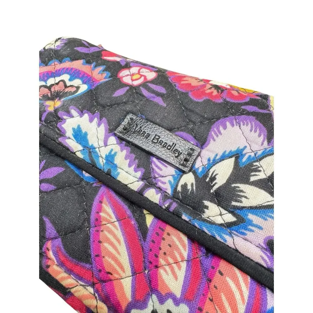 Vera Bradley Foxwood Multicolor Floral APO Black All-In-One Crossbody Wallet